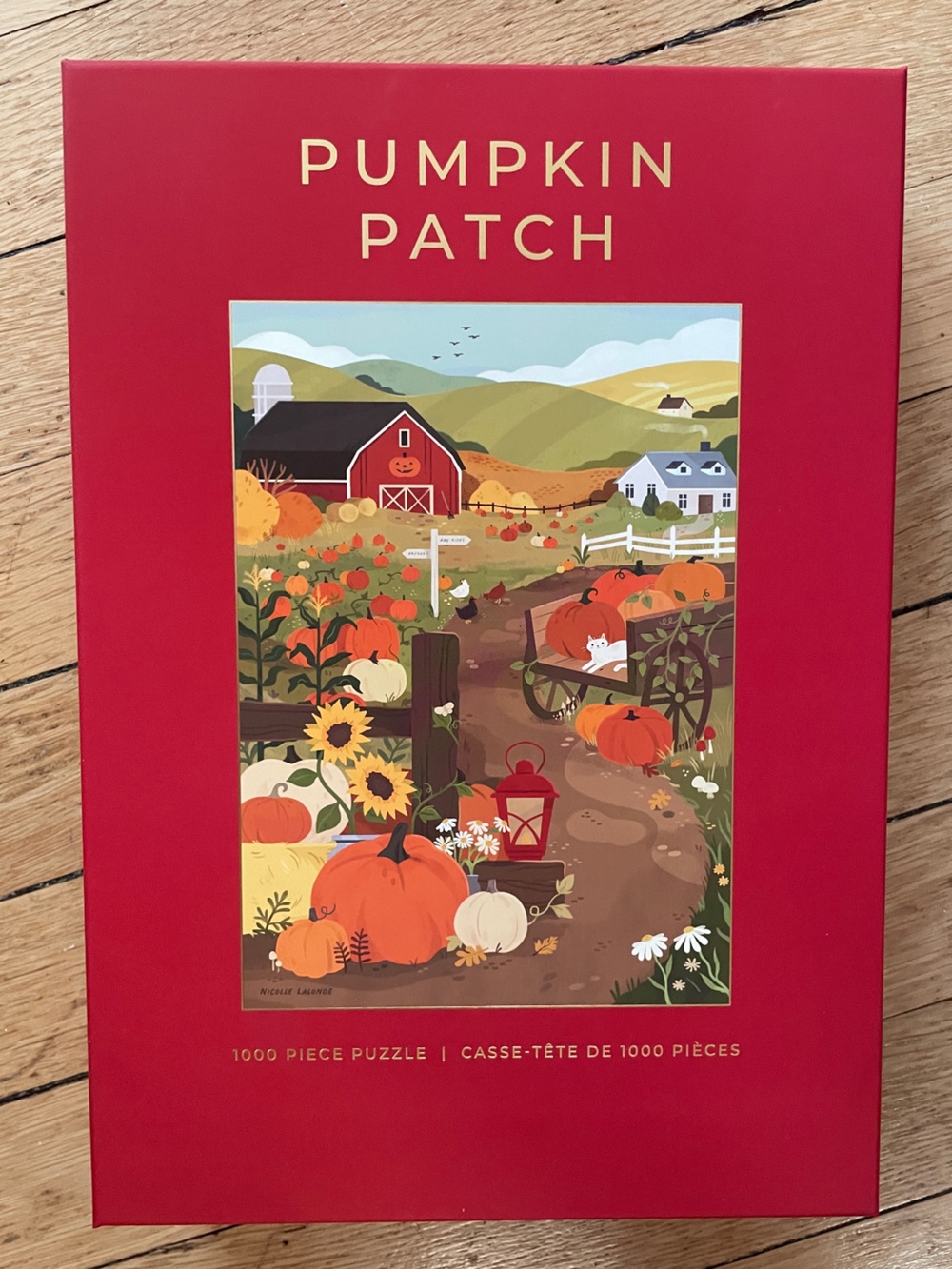 Hobbry Pumpkin Patch 1000-Piece Puzzle Red Box with Fall Illustration New!